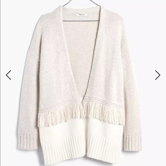 NWT Madewell Merino Wool Blend Colorblock Fringe Cardigan - Picture 3 of 6